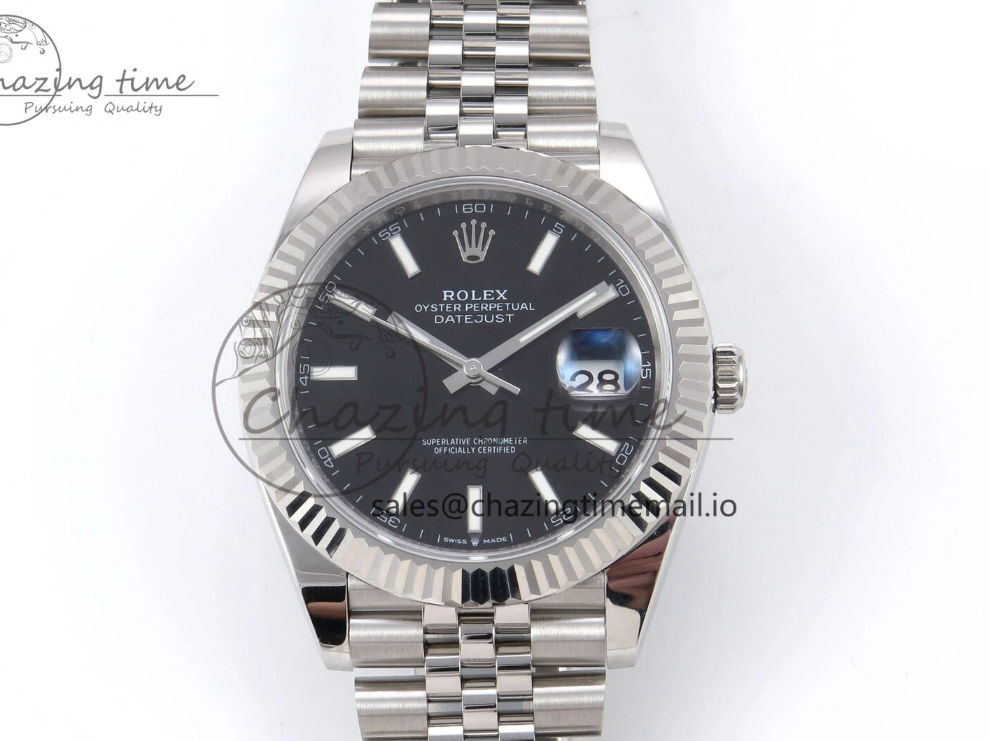 MiroTime 0406 HighPerformance DateJust 41 126334 EWEF Best Edition Black Stick Dial on Jubilee Bracelet A 1046